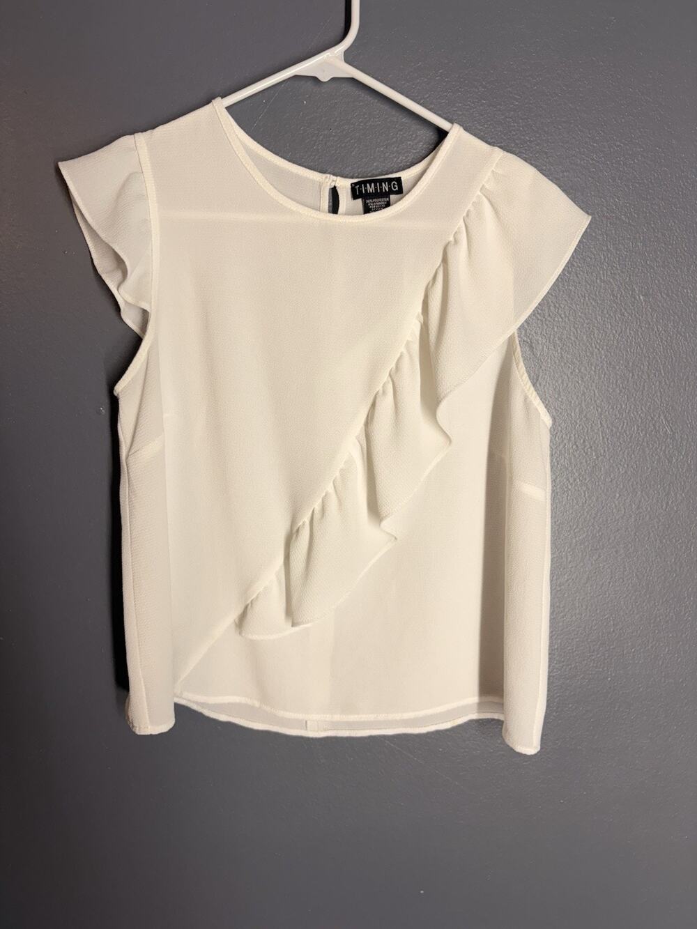 TIMING Women’s Sheer Flowing Two Sash Style Blouse..very Cute!